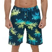 お買い得  メンズボクサー水着-男性用 スイムトランク スイムショーツ ボードショーツ 水着 ドローストリング ポケット付き 水泳 サーフィン ビーチ ウォータースポーツ トロピカル風 プリント 夏 春