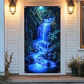 olcso Garázs- és ajtózászlók-ajtódíszek ajtóhuzatok trópusi vízesés ajtó kárpit ajtófüggöny dekoráció háttér beltéri/kültéri ajtó transzparens bejárati ajtó parasztházhoz