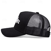preiswerte Baseballkappe für Herren-Herren Snapback Cap Cap Basecap Sonnenhut Kappe Mesh-Kappe Schwarz Weiß Baumwolle Gitter Bestickt Netzrücken Modisch Brautkleider schlicht Strasse Täglich Buchstabe Einstellbar Sonnenschutz