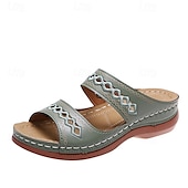 cheap Casual Sandals-Women&#039;s Dark Brown Slip-On Comfort Sandals with Arch Support and Cutout Straps, Casual Orthopedic Slide Shoes for Walking, Travel, and Daily Wear