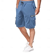 economico Scalda-muscoli-Per uomo Pantaloncini modello cargo Pantaloncini da sudore Bermuda A cordoncino Vita elastica Multi tasca Liscio Comfort Morbido Breve Esterno Interni Giornaliero Casuale / sportivo Athleisure Nero