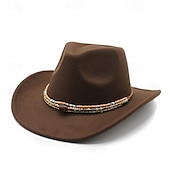 cheap Fedora Hat-Men&#039;s Kentucky Derby Hat Sun Hat Cowboy Hat Fedora Trilby Hat Black White Woolen Vintage Style Fashion 18th Century State of Texas Daily Theme Party Solid / Plain Color Sunscreen Cosplay