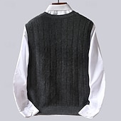 halpa Miesten Elite Neuleet ja Cardiganit-Miesten Neulepusero Neuloa Yhtenäinen väri V kaula-aukko Neuleet Tyylikäs ulko- Koti Vaatetus Syksy Talvi Musta Oranssi S M L