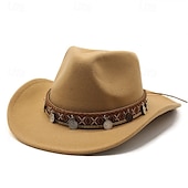 cheap Fedora Hat-Men&#039;s Kentucky Derby Hat Sun Hat Cowboy Hat Fedora Trilby Hat Black Wine Woolen Vintage Style Fashion 18th Century State of Texas Daily Theme Party Solid / Plain Color Sunscreen Cosplay