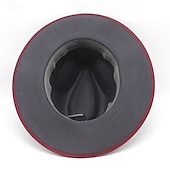ieftine Pălărie Fedora-Bărbați Pălărie Kentucky Derby Palarie de soare Pălărie de cowboy Căciulă Fedora Trilby Negru Roșu-aprins De Lână Stil Vintage Modă secolul al 18-lea Statul Texas Zilnic Tematica Bloc Culoare Crem