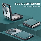 cheap Samsung Cases-Phone Case For Samsung Galaxy Z Flip 6 Z Flip 5 Back Cover Magnetic Support Wireless Charging Card Slot Retro TPU PU Leather