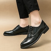 billige Formell-Herresko med tofarget vingetupp i oxford-brogues i brunt og hvitt, ekte skinn med gatsby-inspirerte vintage-sko fra 1920-tallet til bryllup, jazzfester og formelle arrangementer