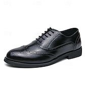billige Formell-Herresko med tofarget vingetupp i oxford-brogues i brunt og hvitt, ekte skinn med gatsby-inspirerte vintage-sko fra 1920-tallet til bryllup, jazzfester og formelle arrangementer