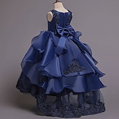 billige Blomsterkjoler-Blomsterpikekjole Barn Jente Prinsesse kjole Ytelse Bryllup Fest Elegant Vakker Netting Helfarge Ermeløs Crew-hals Vinrød Hvit 4 år +