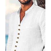 Χαμηλού Κόστους Σετ ανδρικών πουκάμισων βασικών-Ανδρικά Πουκάμισο Guayabera 2 Κομμάτια Σετ πουκαμίσου Ταίριασμα σετ Casual πουκάμισο Σκέτο Διακοπές Εξόδου Μαύρο Λευκό Μπλε Απαλό Μακρυμάνικο Όρθιος γιακάς Ανοιξη καλοκαίρι Ρούχα Μπροστινή τσέπη