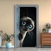 cheap Door Covers-Cute Cats Door Decorations Door Covers Animal Hide and Seek Door Tapestry Door Curtain Decoration Backdrop Indoor/Outdoor Door Banner for Front Door Farmhouse Peekaboo