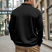 economico Polo classica da uomo-Per uomo Felpa Pullover Polo da golf Formale Ufficio Classico Manica lunga Di tendenza Comodo Tinta unica Liscio Bottoni Autunno Inverno Nero Bianco Verde Cachi Grigio Felpa Pullover