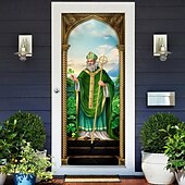 billige Ferievev-saint patrick&#039;s day dørteppe lucky shamrocks dørgardindekorasjon bakgrunn innendørs/utendørs dørbanner til inngangsdør gårdshus