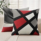 billige geometrisk stil-geometrisk pynteputetrekk 1stk mykt firkantet putetrekk putetrekk til soverom stue sofa sofastol svart rød grå