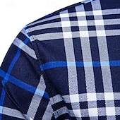 preiswerte Herrenhemd zum Knöpfen-Herren Hemd Sommerhemd Freizeithemd Knopfhemd Karierte Hemden Rote Blau Langarm Karomuster Revers Urlaub Ferien Button-Down Bekleidung Polyester Mode Lässig Bequem