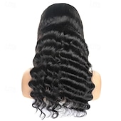 cheap Human Hair Lace Front Wigs-Remy Human Hair 4*4 transparent lace Loose Deep human hair wig Natural color Lace wig 150% density
