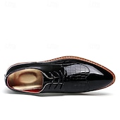 baratos Formal-Sapatos oxford masculinos de couro sintético envernizado branco com padrão de crocodilo e sola de madeira - calçados formais elegantes para casamentos e eventos especiais