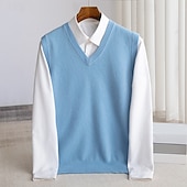 voordelige Heren Elite Truien &amp; Cardigans-Voor heren Trui vest breien Effen Kleur V-hals Gebreid Elegant Buiten Huis Kleding Lente Herfst Rode Wijn Zwart S M L