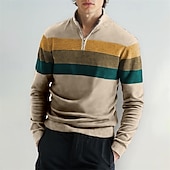 abordables Pull col rond-Homme Pull Pulls à quart de zip Pull en tricot A côtes Tricoter Hauts réguliers Tricoté Bloc de couleur Demi fermeture éclair Mode Décontractées Vacances Usage quotidien Vêtement Tenue Automne hiver