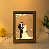 tanie Gifts-spersonalizowana rama na zdjęcia ślubne lampa podświetlana dekoracja ramki na zdjęcia niestandardowe zdjęcie pary młodej na walentynki pamiątka ślubna prezent na rocznicę ślubu znak ślubny