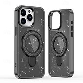 お買い得  iPhone用ケース-電話 ケース 用途 iPhone 16 Pro Max プラス iPhone 15 プロマックスプラス iPhone 14 13 12 Pro Max Plus バックカバー スタンド付き ブリンブリングリッターシャイニー 耐衝撃 レトロ風 PC シリコーン