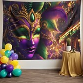 billige Ferievev-karneval mardi gras hengende billedvev maske veggkunst stor billedvev veggmaleri dekor fotografi bakteppe teppe gardin hjem soverom stue dekorasjon