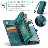 cheap Samsung Cases-Phone Case For Samsung Galaxy Z Fold 6 Z Fold 5 Z Fold 4 Wallet Case with Stand Holder Zipper with Wrist Strap Retro TPU PU Leather