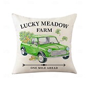 abordables Housse de coussin de vacances-Housse de coussin décorative pour la Saint-Patrick, 1 pièce, taie d&#039;oreiller carrée douce en forme de trèfle pour chambre à coucher, salon, canapé, chaise