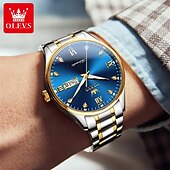 Недорогие Кварцевые часы-Мужские деловые часы бренда olevs, светящиеся, с двойным календарем, автоматические механические часы, простые, водонепроницаемые, модные, спортивные, мужские наручные часы
