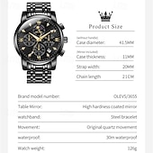 cheap Quartz Watches-New Olevs Brand Stainless Steel Band Men&#039;S Business Watch Calendar Luminous Chronograph Multifunction Simple Leisure Quartz Watch Fashion Waterproof Sports Men&#039;S Wristwatch