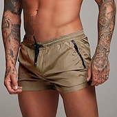 baratos shorts ativos masculinos-Homens calções atléticos Shorts de 3 polegadas Calções de treino Short curto Shorts de Corrida com forro de malha Bolso Com Zíper Design de cordão elástico Côr Sólida Respirável Secagem Rápida Curto