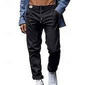 baratos Magro-Homens Social Calças Calças de Terno Bolsos Com Cordão Cintura elástica Tecido Conforto Resistente a rugas Comprimento total Festa O negócio Diário Elegante Moda Preto Branco Micro-Elástica
