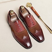 baratos Formal-sapatos oxford brogue bicolor masculinos – combinação de camurça e couro sintético com detalhes em bico fino para ocasiões formais e de negócios