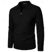 olcso Vakáció-Férfi Gofris pólóingek Quarter Zip Polo Napi Szabadság Negyed irányítószám Hosszú ujj Divat Modern Sima Tavasz Ősz Normál Fekete Fehér Bor Sötétkék Khakizöld Katonai zöld Gofris pólóingek