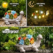 billige Landskapslys-solar skilpadde statue lys - utendørs hage ornament med saftige led lys for uteplass, balkong, hage, plen dekor - unik innflyttingsgave