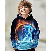 billiga Pojkens 3D Sporter &amp; Spel-Pojkar 3D Grafisk Huvtröja Långärmad Vår Höst Mode Streetwear Barn 4-12 år Huva Utomhus Ledigt Dagligen Normal