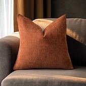baratos Textured lance travesseiros-capas de almofadas decorativas de textura macia capa de almofada sólida com acento quadrado capa de almofada aconchegante de fazenda com zíper para sofá-cama sala de estar laranja queimado