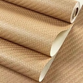 voordelige Behang-1 rol Chinees imitatiegrasdoek geweven behang voor restaurants, cafés, hotels, decoratief behang, retro, nostalgisch 3D imitatie bamboe linnen behang, niet zelfklevend 950x53cm/374x20inch