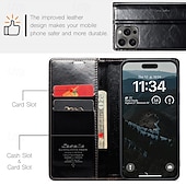 billige iPhone-etuier-telefon Etui Til iPhone 16 15 14 Pro Max Plus iPhone 13 12 11 Pro Max Flip deksel med stativ Magnetisk Kortspor Kontor / Bedrift TPU PU lær