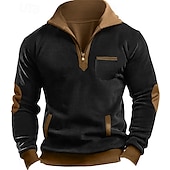 cheap Basic Sweatshirts-Men&#039;s Waffle Sweatshirt Waffle Hoodies Zip Up Sweatshirt Pullover Black Navy Blue Standing Collar Plain Pocket Work Sports &amp; Outdoor Casual Active Vintage Cool Spring Fall Clothing Apparel Hoodies