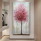 cheap Floral/Botanical Paintings-Mintura Handmade Abstract Tree Oil Paintings On Canvas Wall Art Decoration Modern Texture Flowers Picture For Home Decor Rolled Frameless Unstretched Painting