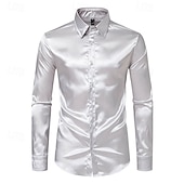 economico camicia da uomo con bottoni-Per uomo Camicia Camicia Estiva Camicia casual Camicia da Spiaggia Camicia con Colletto Camicia con Bottoni Nero Bianco Giallo Rosso Blu marino Manica Lunga Semplice Bavero Vacanza Camicia hawaiana