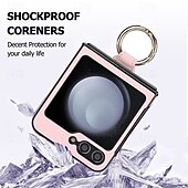 お買い得  サムスン用ケース-電話 ケース 用途 サムスンのギャラクシー Zフリップ6 Z Flip 5 Z Flip 4 Z Flip 3 バックカバー リングバックル 耐衝撃 レトロ風 TPU PUレザー