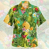 economico Cibo &amp; Bevande-Per uomo Pop art Ananas Hawaiano Camicia Camicia estiva Camicia hawaiana Manica corta Camicia Collo ripiegabile Hawaiano Originale Informale Esterno Strada Informale Rosso verde Verde chiaro Blu Con