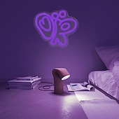 abordables Lampes néon led-Panneau lumineux au néon lumineux Olivia, lumière LED violette à intensité variable, interrupteur alimenté par USB, parfait pour la chambre à coucher, le salon, le dortoir universitaire, la décoration de la chambre des filles, cadeau unique, décorations m