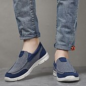 levne Pánské nazouváky a mokasíny-pánské béžové plátěné slip-on mokasíny – lehké prodyšné boty pro volný čas pro každodenní nošení a outdoorové aktivity