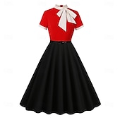 billiga Klänningar-Retro / vintage Femtiotal Cocktail klänning Klänningar Flare Klänning Maskeradkläder Dam Maskerad Fest Möhippa Festival Vuxna Klänning Hemkomstklänningar