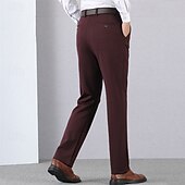 preiswerte Schlank-Herren Abschlußfeier Anzughose Hose Chinos Knöpfe Tasche Einfarbig Komfort Formell Party Arbeit Mode Klassicher Stil Schwarz Wein Mikroelastisch