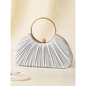 ieftine Nuntă ACC-clutch elegant din catifea plisata verde cu maner inel auriu - geanta de seara de dama, perfecta pentru nunti, petreceri si evenimente formale