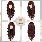 economico Parrucche trendy sintetiche-parrucca con frangia parrucche lunghe per donne, parrucca con capelli dall&#039;aspetto naturale parrucca riccia e ondulata, parrucca sintetica resistente al calore per costumi cosplay di Halloween